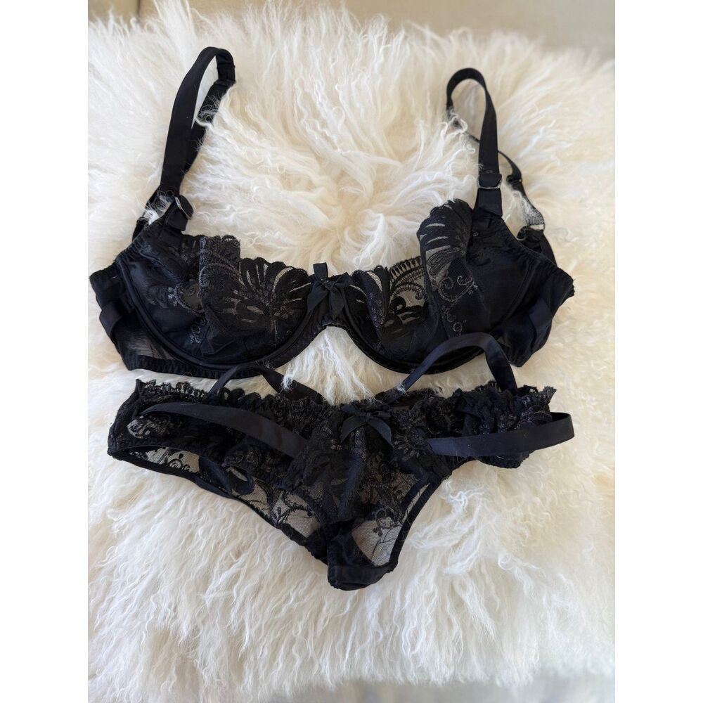 Agent Provocateur Larizsa Black Bra 36D & Buckle Brief AP 3 NWOT Rare 2015
